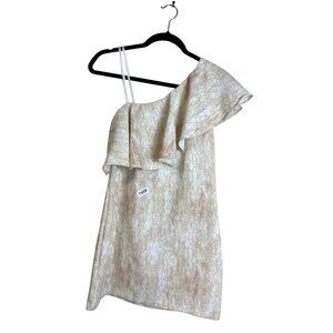 bcb generation size 4 one shoulder ivy / blush ruffle flounce around top mini dr